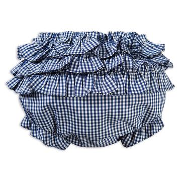 Diaper Panty W/ Back Ruffles Gingham Royal Blue